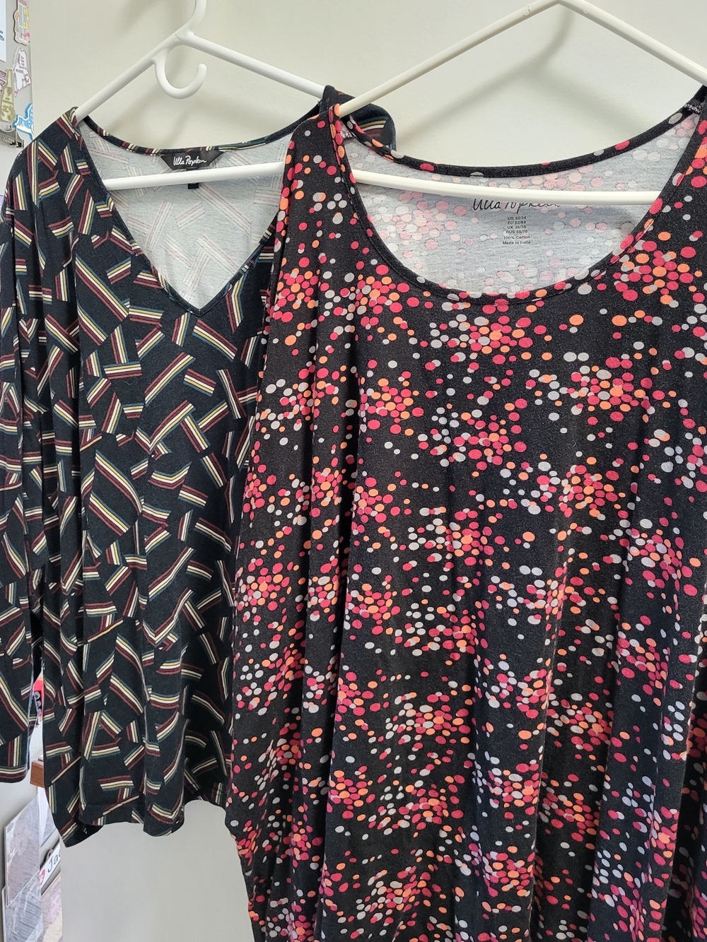 2 Ulla Popken Cotton Knit 5X 32/34W Women's Tops Navy/Black Print
